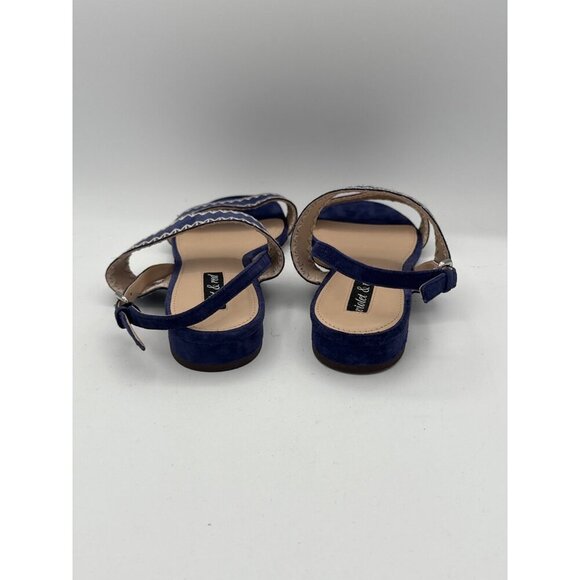 Violet & Red Blue Suede Zig-Zag Strap Sandals For Women - Picture 3 of 8